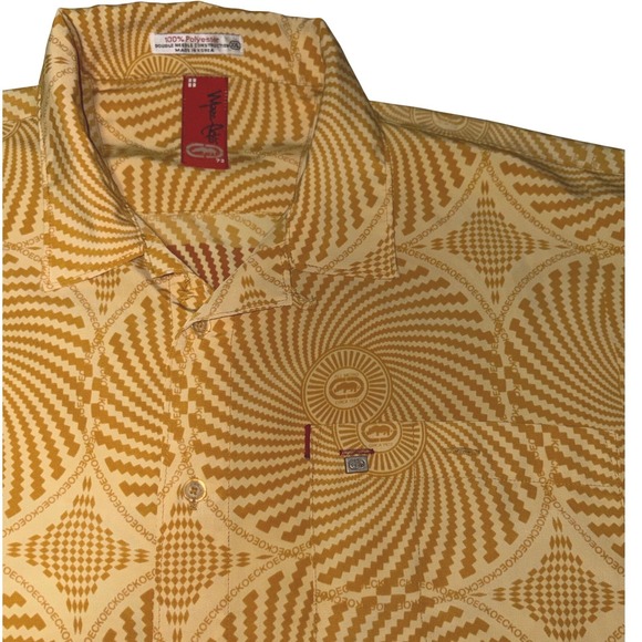 Vintage Ecko Unlimited Shirt XXL Yellow Geometric Y2K Streetwear Button Up Logo - Picture 2 of 9